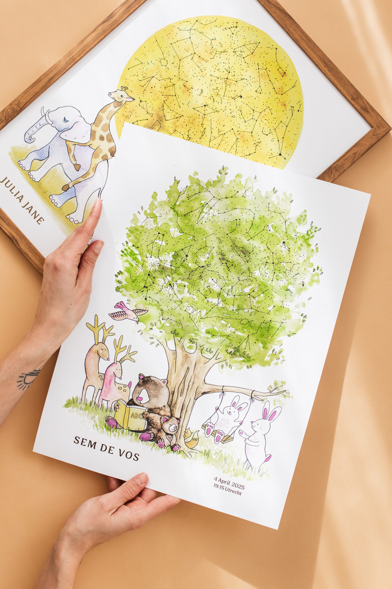 sterrenposter met dieren als kraamcadeau